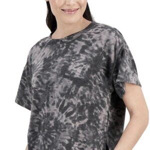 NEW! Jenni Intimates Soft PJ Top Swirl Tie Dye Grey Short Sleeve Small Relaxed F